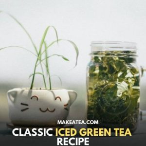 A jar of green tea with a green plant pot