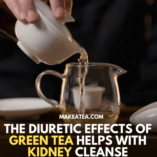 green tea poring into a cup