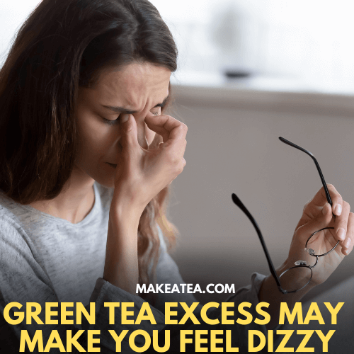 A girl feeling dizzy as a side effect of green tea