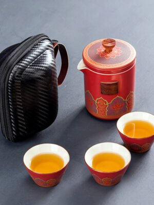 Ceramic Portable Travel Tea Set Gift Box