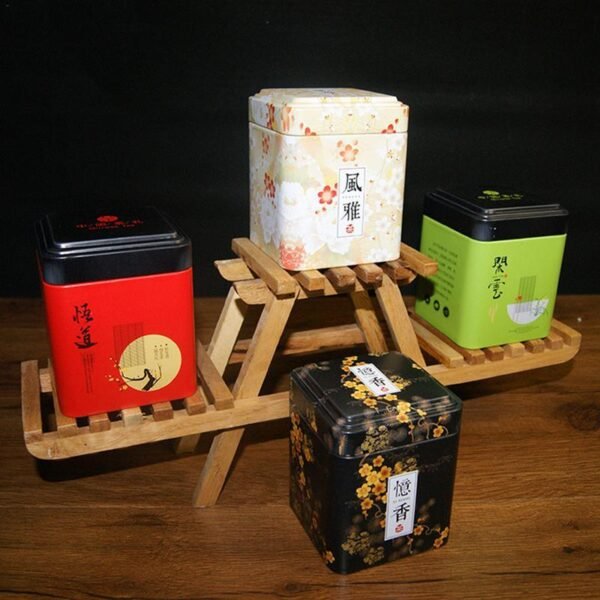 Mini Tin Box Square Tea Caddy