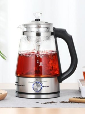 110v American Standard Household Tea Boiler Steam Spray Black Teapot Glass Electric Kettle Coffee Pot